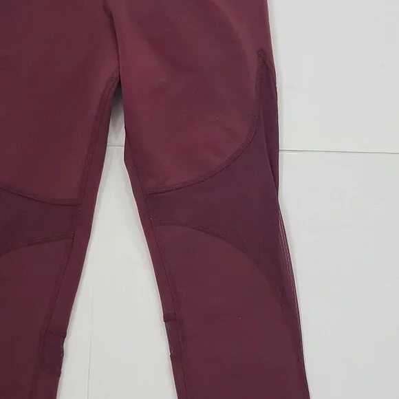 ALO Yoga Mesh Detail Cropped Leggings‎ High Waist Maroon Red Size Small - Picture 2 of 8